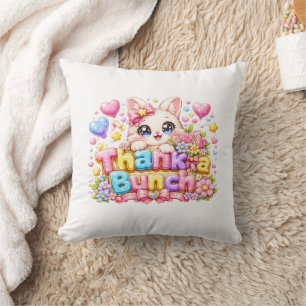 Süße Kawaii Vielen Dank Kätzchen Name Pastell Rosa Kissen