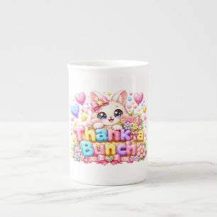 Süße Kawaii Vielen Dank Kätzchen Name Pastell Rosa Prozellantasse
