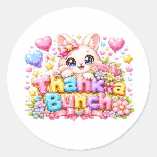 Süße Kawaii Vielen Dank Kätzchen Name Pastell Rosa Runder Aufkleber