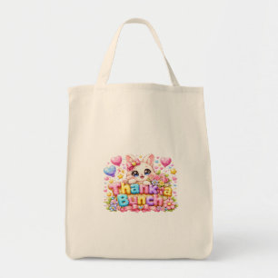 Süße Kawaii Vielen Dank Kätzchen Name Pastell Rosa Tragetasche