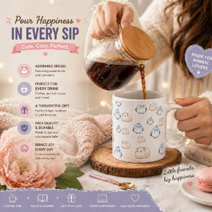 Süße Kawaii Vögel und Meerschweinchen. Kawaii Vibe Jumbo-Tasse
