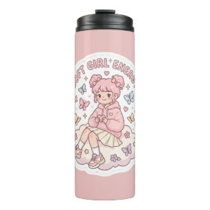 Süße Kawaii-Weiche Mädchen-Energie-Pastellrosa-Rei Thermosbecher