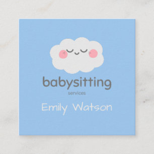 Süße Kawaii-Wolke Blaue Babysitterin Quadratische Visitenkarte