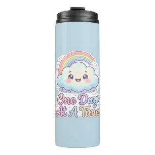 Süße Kawaii-Wolke Regenbogen-Eins-nach-dem-anderen Thermosbecher