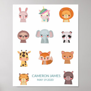 Süße Kawaii-Zen-Tier-Illustration Personalisiert Poster