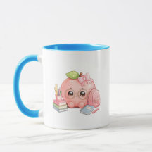 Süße Kawaii-Zurück-auf-die-Schule-Pfirsich-Tasse
