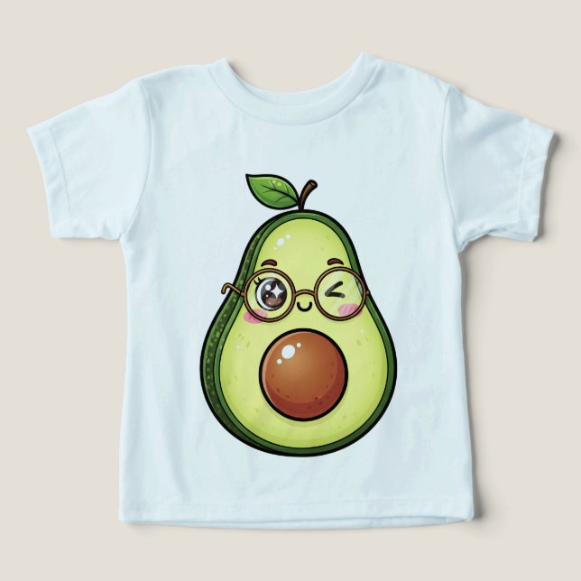 Süße Kawaii zwinkernd Avocado mit Brille (Design Vorderseite)