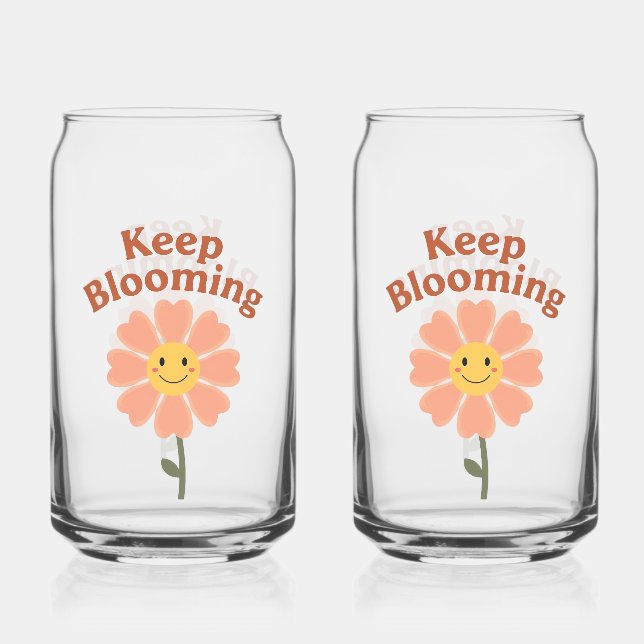 Süße "Keep Blooming" positive Aussage Dosenglas (Vorderseite)
