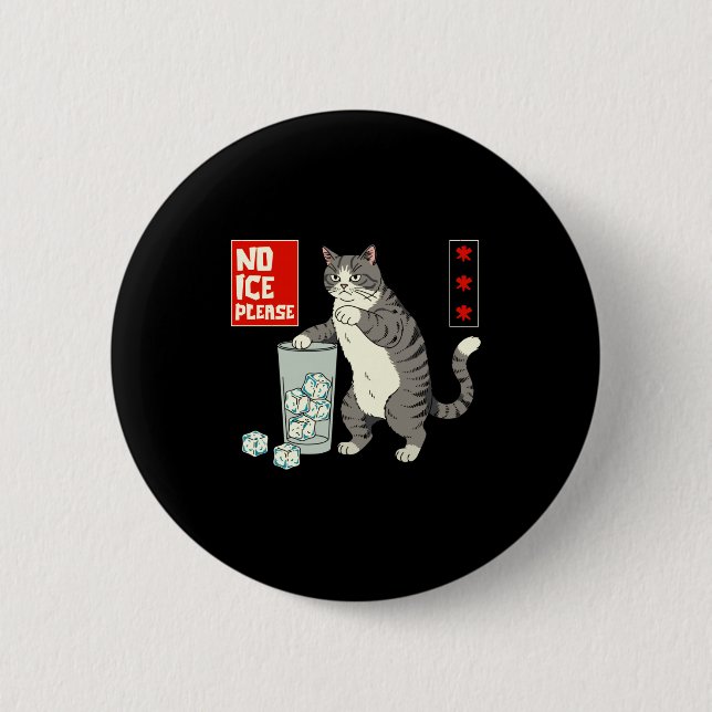 Süße Keine Eis Bitte Japanische Katze Button (Vorderseite)