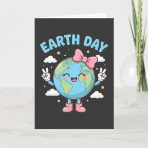 Süße Kids Earth Day Mädchen Planet kawaii Erde mit Karte