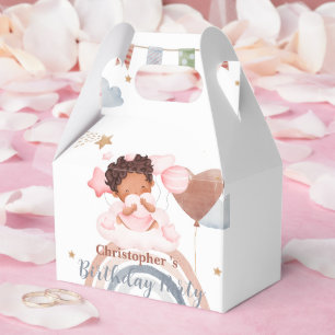 Süße Kinder Ballon Afroamerikanische Mädchen Gebur Geschenkschachtel