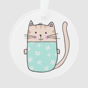 Süße Kinder Blumenkatze Illustration Ornament