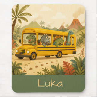 Süße Kinder Dinosaurier Schulbus Personalisiert Mousepad