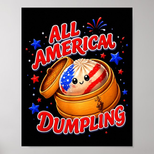 Süße Kinder Ed Amerikanischer Dumpling 4. Juli Mäd Poster (Vorne)