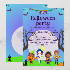 Süße Kinder Halloween-Party-Einladung Einladung