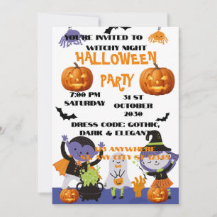 Süße Kinder Hexen- und Vampir-Halloween-Party Einladung
