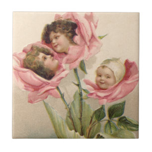 Süße Kinder Rosa Rosen Rose Fliese