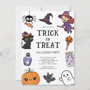 Süße Kinder Süßigkeiten oder Saures Halloween-Kost Einladung