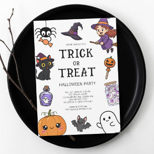 Süße Kinder Süßigkeiten oder Saures Halloween-Kost Einladung