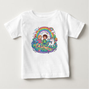 Süße Kinder und Einhorn Regenbogen Magische Abente Baby T-shirt