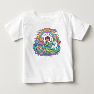 Süße Kinder und Einhorn Regenbogen Magische Abente Baby T-shirt