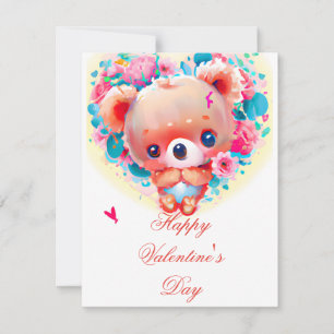 Süße Kinder Valentinsbär Feiertagskarte