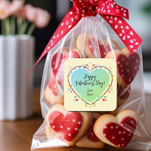 Süße Kinder Valentinstag Herz Quadratischer Aufkleber