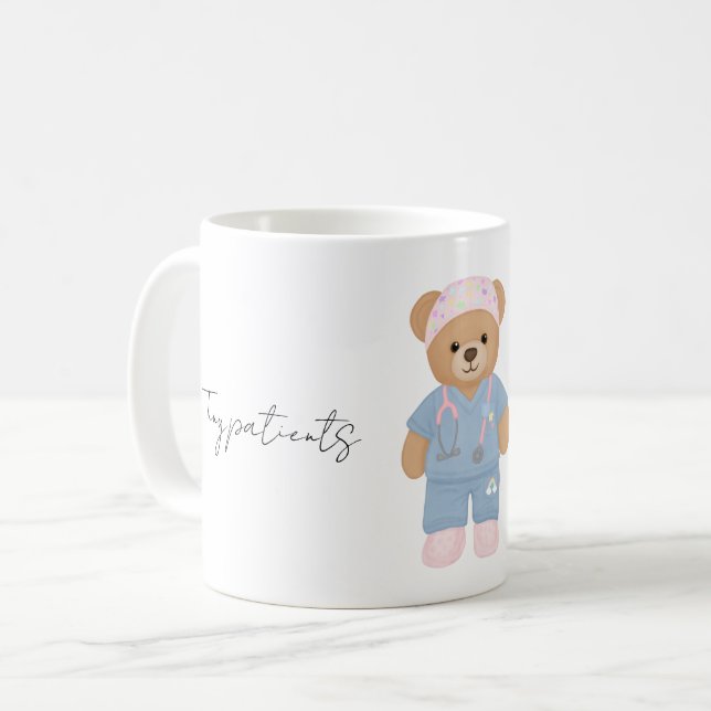 Süße Kinderkrankenschwester-Teddybär-Tasse Kaffeetasse (Vorderseite Links)