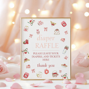 Süße Kirsch-Dessert-Baby-Party-Windel-Raffle Poster