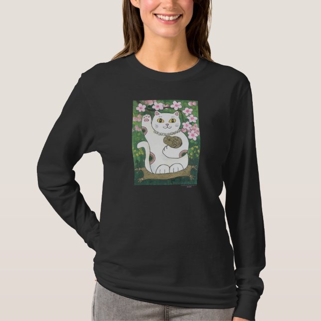 Süße Kirschblüte Neko T-Shirt (Vorderseite)