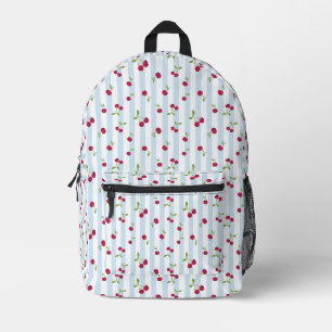 Süße Kirsche Blaue Streifen Retro Zurück zur Schul Bedruckter Rucksack
