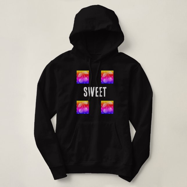 Süße Kirsche Farbverlauf Schwarz Kapuzenpullover Hoodie (Design vorne)