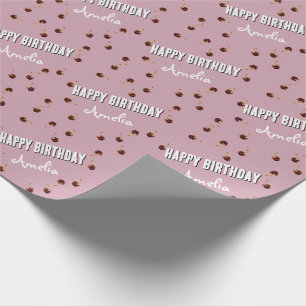 Süße Kirsche Personalisierter Geburtstag Geschenkpapier
