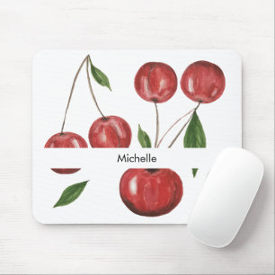 Süße Kirschen Aquarell-Illustration Monogramm Mousepad