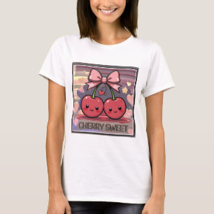 Süße Kirschen Rosa Kokette Schleife T-Shirt