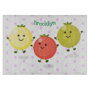 Süße Kirschtomaten Cartoon-Illustration Schneidebrett