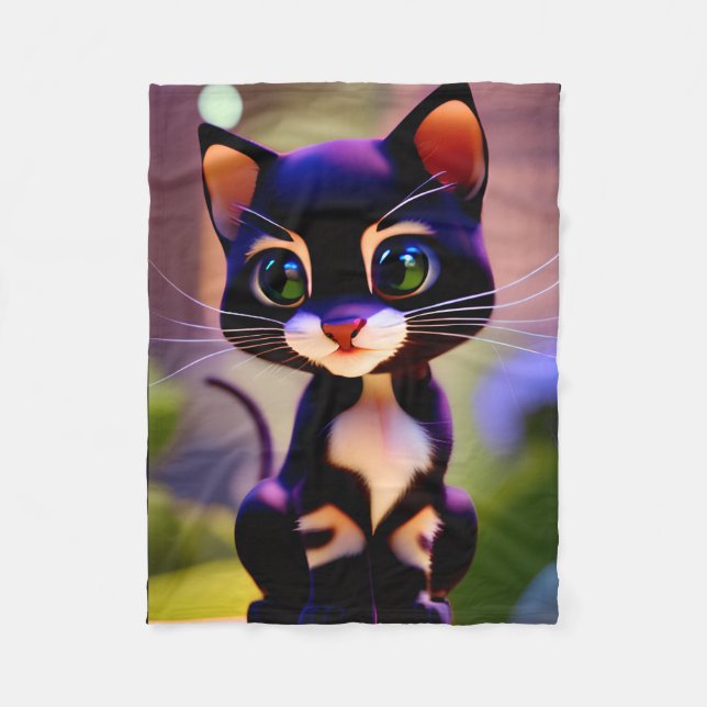 Süße Kitty Fleecedecke (Vorderseite)