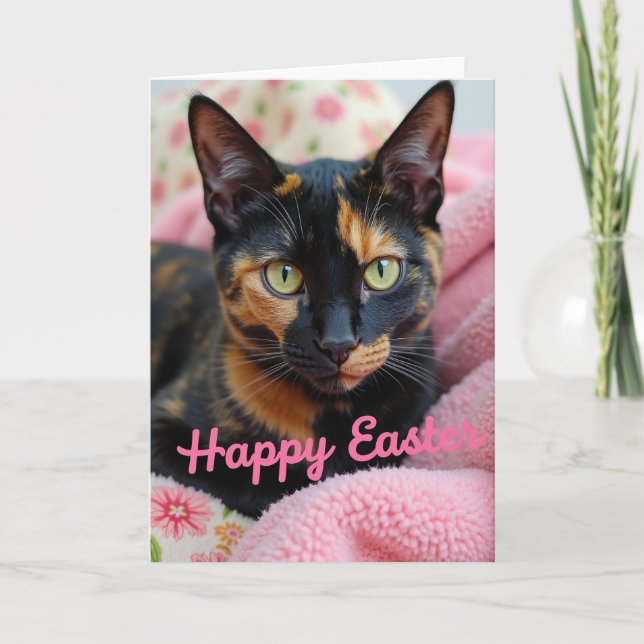 Süße Kitty Frohe Ostern Karte (Vorderseite)