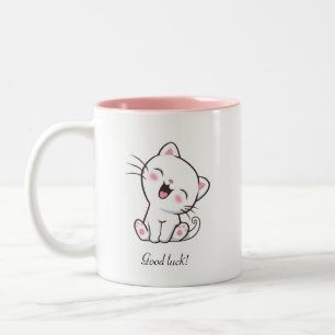 Süße Kitty-Katze & Herz auf Weiß Zweifarbige Tasse