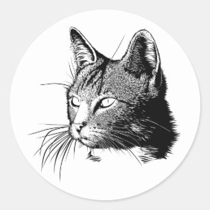 Süße Kitty Katzen Illustration Katze Runder Aufkleber