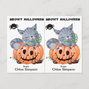 Süße Kitty-Schulparty-Halloween-Karte Postkarte