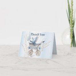 Süße Klassische Babywanne Blau Floral Schön Dankeskarte
