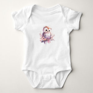 Süße kleine Baby-Eule mit Blumen Baby Strampler