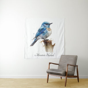 Süße kleine Bergblaumeise-Aquarell, individuell Wandteppich