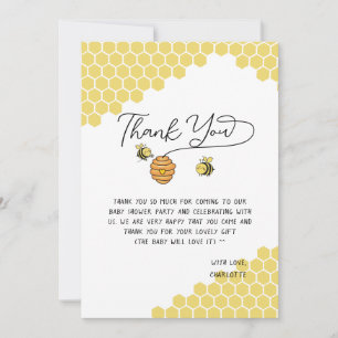 Süße kleine Bienen Waben Baby Shower Dankeskarte