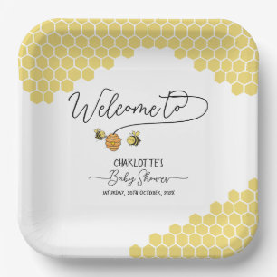 Süße kleine Bienen Waben Baby Shower Pappteller