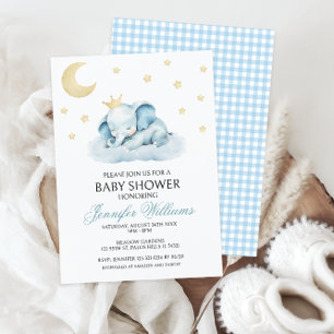 Süße kleine blaue Elefanten-Baby- Boy-Shower Einladung