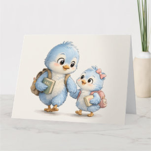 Süße kleine blaue Vogelgeschwister Dankeskarten Dankeskarte