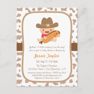 Süße kleine Cowboy-Western-Baby-Shower-Einladungen Einladung