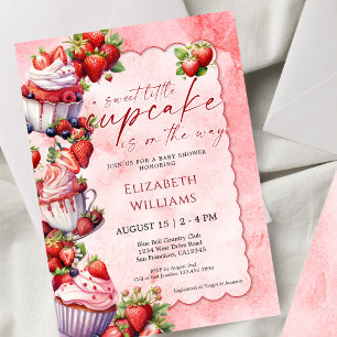 Süße kleine Cupcake-Strawberry-Baby-Party Einladung